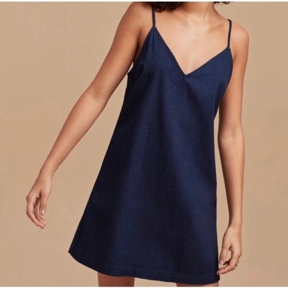 Wilfred Free Aritzia Dark Denim Vivienne Mini Ship Dress Size Small - Picture 2 of 8